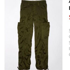 S AE HIGH-WAISTED SATIN BAGGY CARGO JOGGER